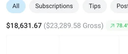 Panel de OnlyFans: 18.631,67 USD netos en los últimos 30 días, +78,4 %